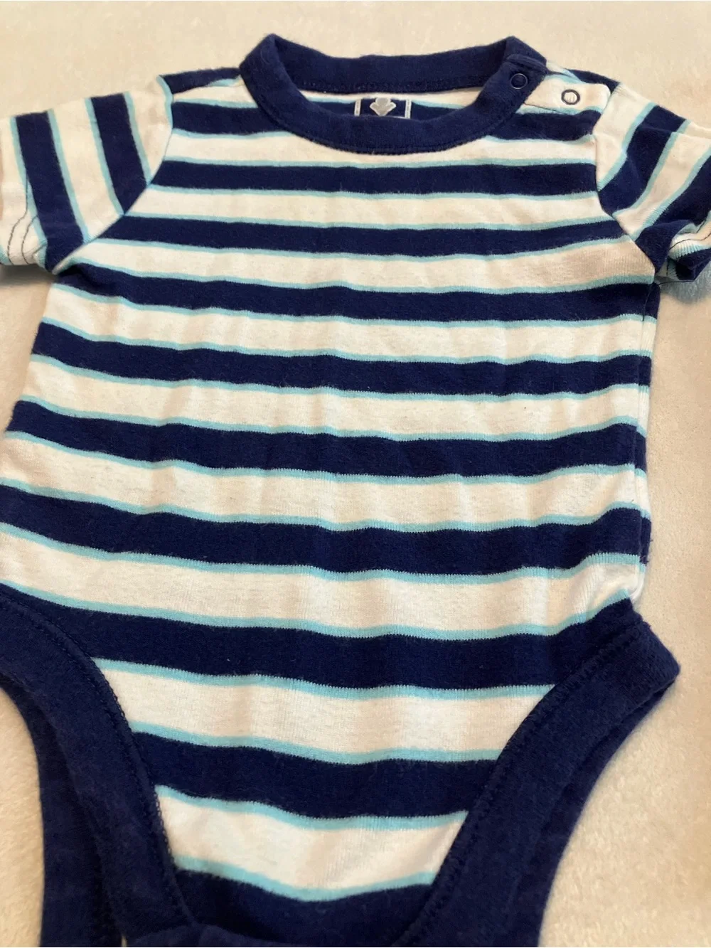 Old Navy Navy and White Striped Bodysuit with Matching Shorts